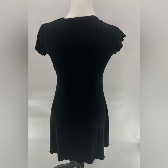 Urban Outfitters BDG Black Ribbed Knit Skater Dress with Ruffled Sleeves Size S - Picture 6 of 7